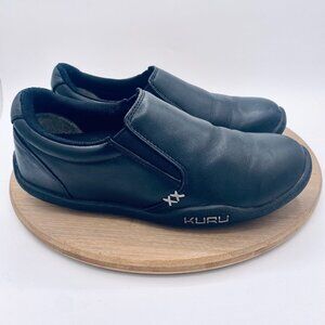 Kuru Kivi Shoes Womens 8 Black Leather Orthopedic Slip On Sneakers